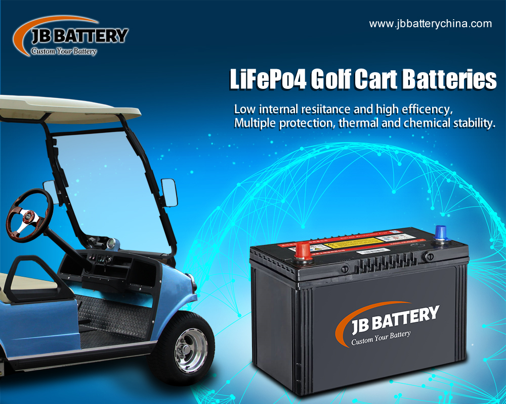 Dentro un tipico pacco batteria agli ioni di litio 48 V per il carrello da golf